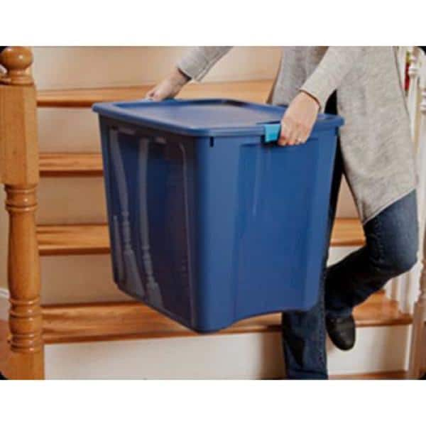 Sterilite sterilite true blue 72 qt./18 gal. latching storage bin with  clear base