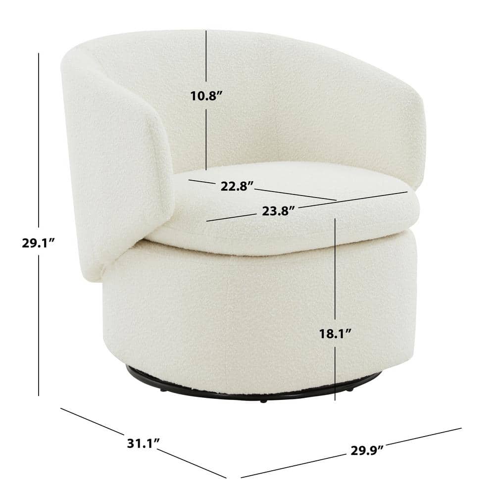 Ivory Elegance 31'' Wood Base Swivel Barrel Chair