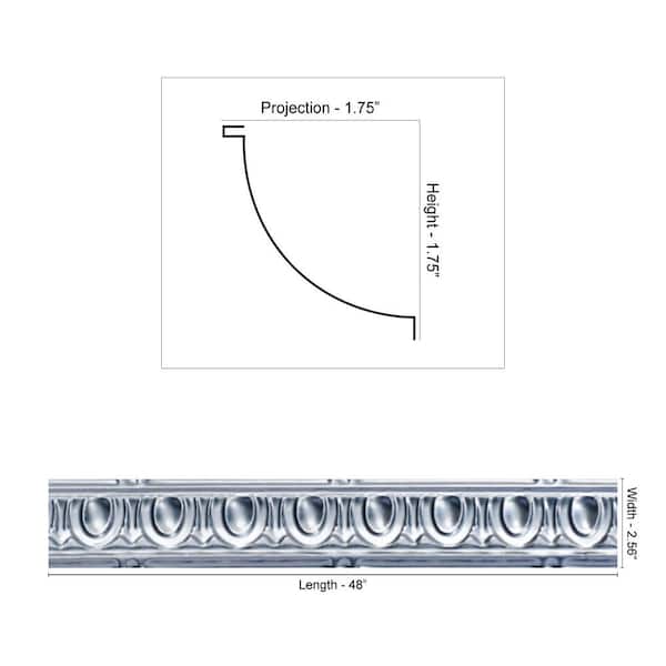 FROM PLAIN TO BEAUTIFUL IN HOURS Puffy Arches 0.012 in. x 2.56 in. x 48 in. Metal Bed Moulding Nail-Up Tin Cornice in Lacquered Steel (24 in. ft./Pack)