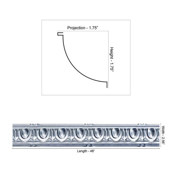 FROM PLAIN TO BEAUTIFUL IN HOURS Puffy Arches 0.012 in. x 2.56 in. x 48 in. Metal Bed Moulding Nail-Up Tin Cornice in Lacquered Steel (24 in. ft./Pack)