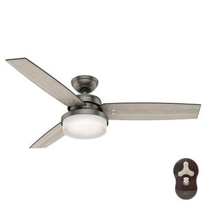 Sentinel 52 in. LED Indoor Brushed Slate Ceiling Fan with Light Kit and Universal Remote