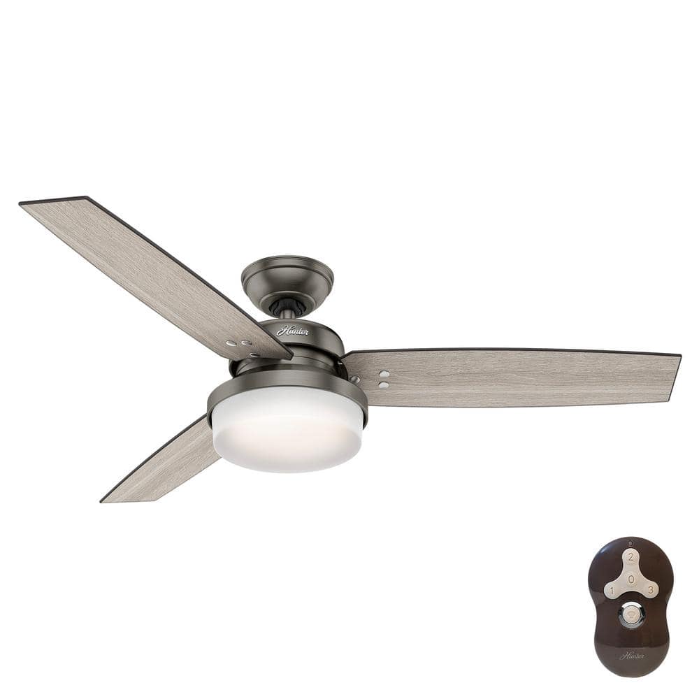 Hunter Sentinel 52 In Led Indoor Brushed Slate Ceiling Fan With Light Kit And Universal Remote 59211 The