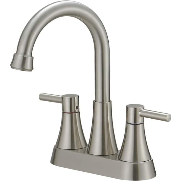BWE 4 in. Centerset 2-Handle High-Arc Bathroom Faucet in Brushed Nickel