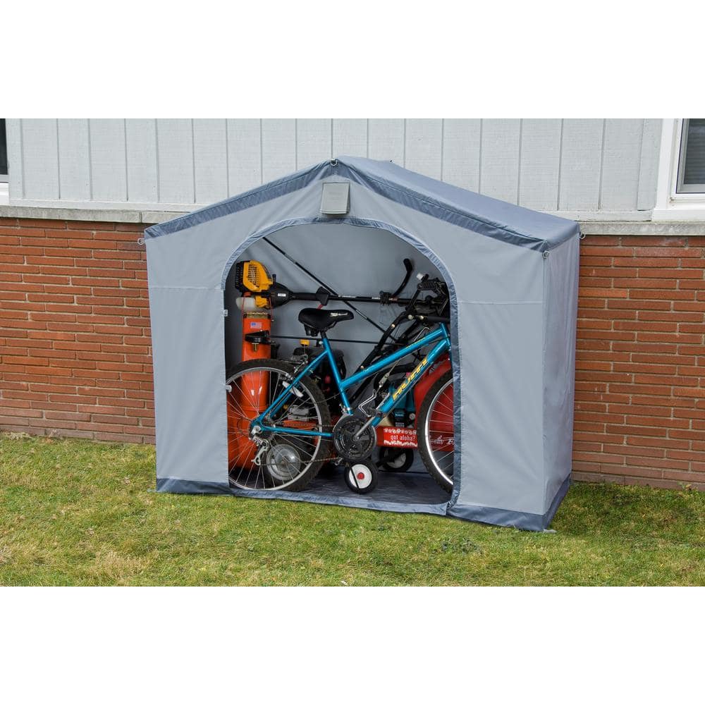 Gray Portable Vinyl Storage Shed with Screened Vents