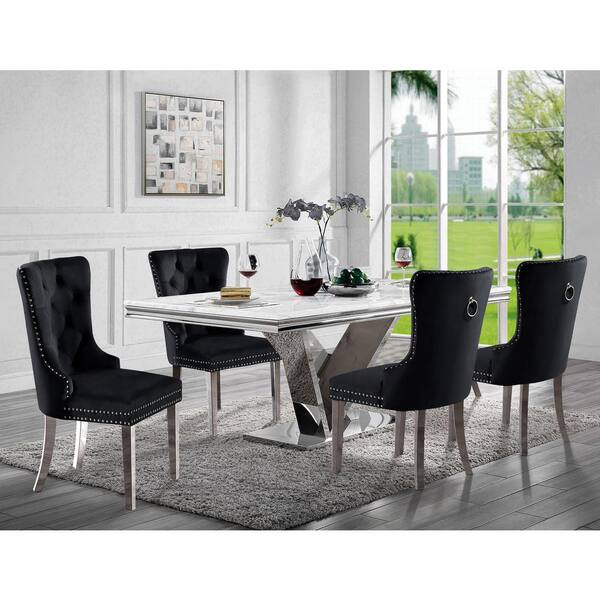 chrome and black dining table