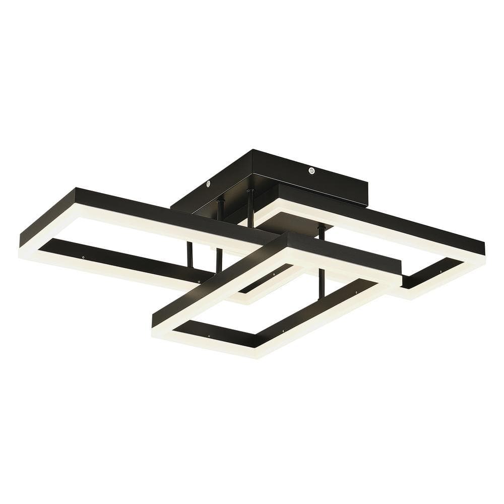 OUKANING 27.55 in. 1-Light Black Modern Rectangle Dimmable