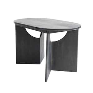 Minimalist Black Wood 21.5 in. Cross Legs Dining Table Seats-2