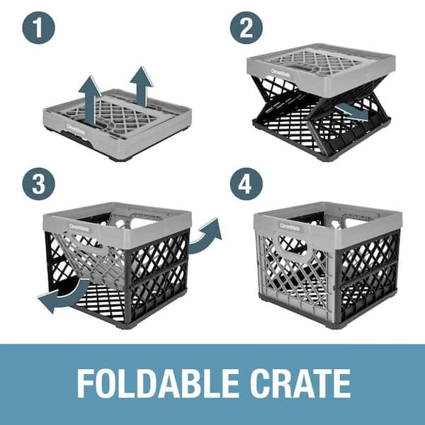 Clever Crates 25 l Collapsible Milk Crate in Grey and Black
