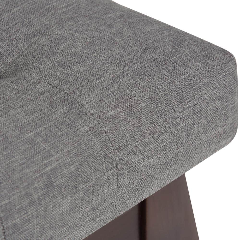 Draper Mid-Century Modern Slate Grey Linen Tufted Ottoman Bench