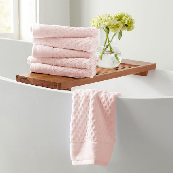 Pink Ultra-Soft 100% Cotton Diamond Waffle 6-Pack Hand Towels