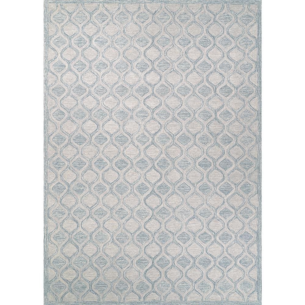 Couristan Silverthorne Mosaic Cornflower Blue 6 ft. x 9 ft. Wool Area