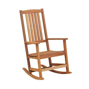 Wood Patio Outdoor Rocking Chair Ergonomic High-Back Outdoor Rocker with Smooth Rocking Base