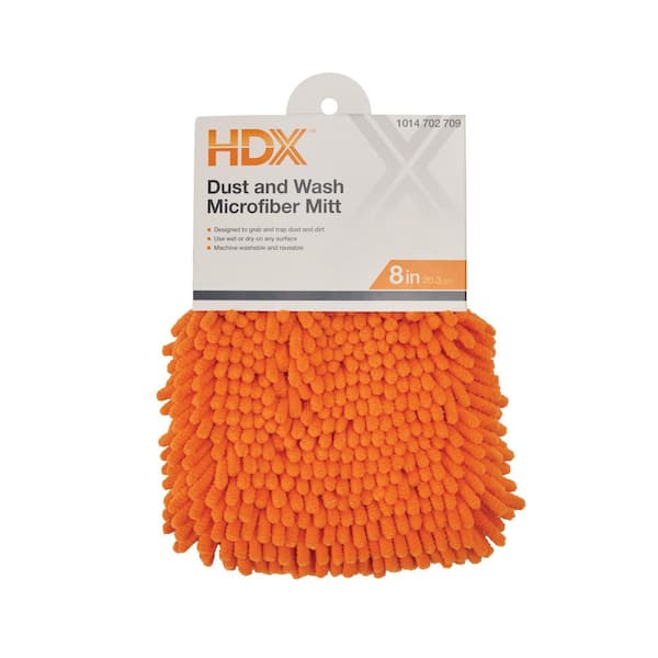 7.09 in. x 9.45 in. Orange Microfiber Cloth Dust Removal Cleaning Mitt 1-Pack