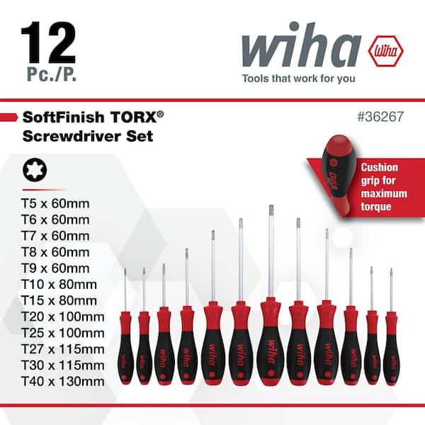 Wiha Soft Finish Torx Screwdriver Set (12-Piece) 36267 - The Home
