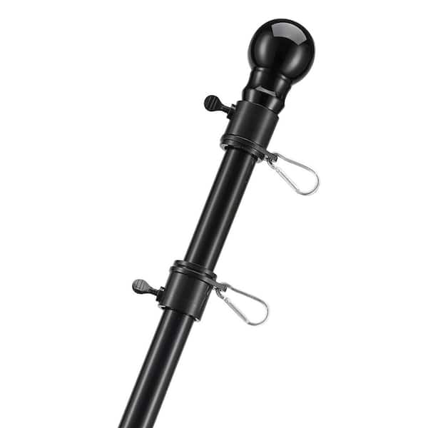 Windproof 1 in. 2-Position Stainless Steel Flag Pole Kit 3 x 5 Embroidered US American Flag Tangle Free Outdoor