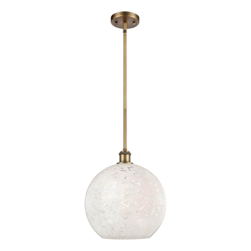 White Mouchette 100-Watt 1-Light Brushed Brass Shaded Mini Pendant Light with Painted Glass Shade price history on PriceWatchPro