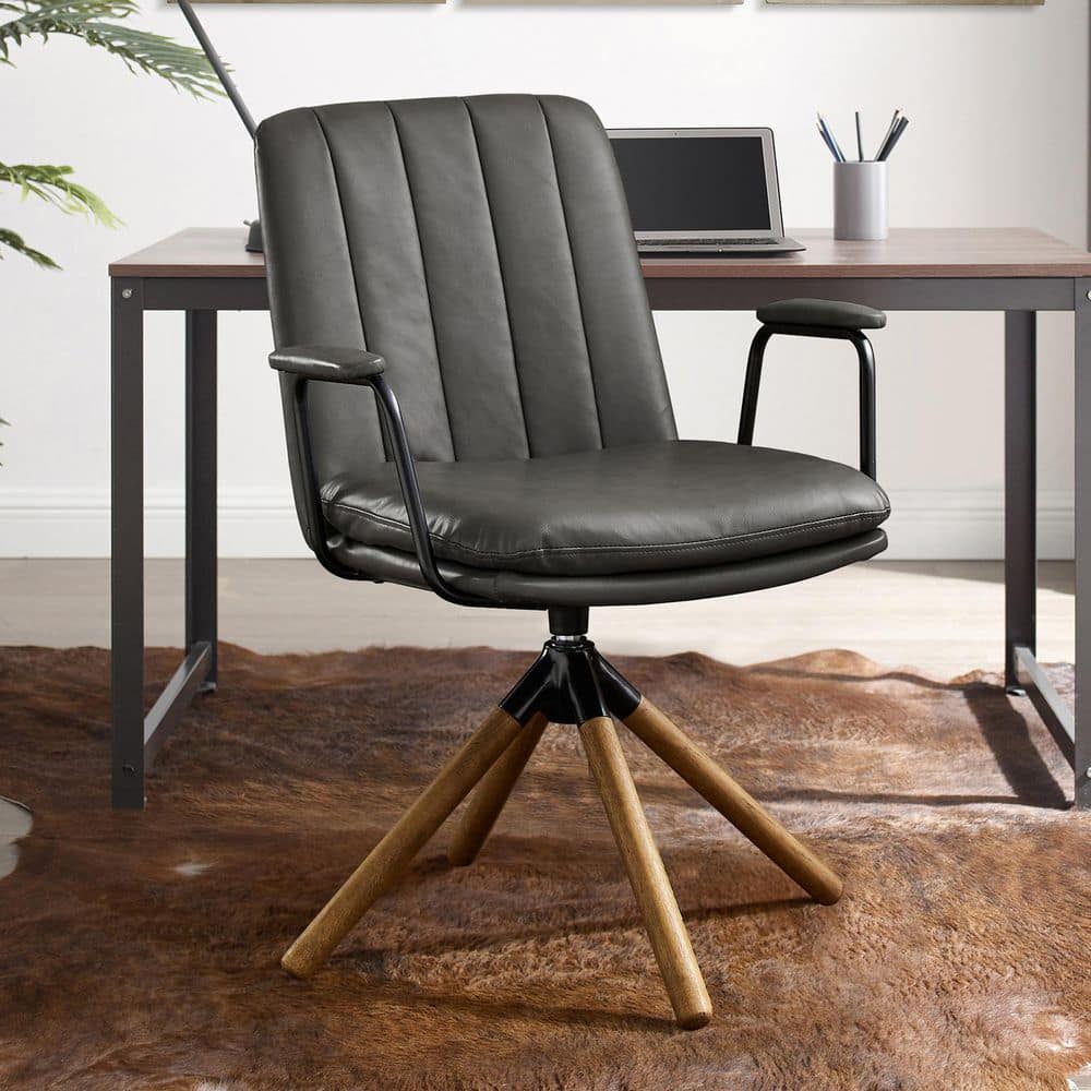 Elly Gray Faux Leather Swivel Task Chair with Armrest price history on PriceWatchPro