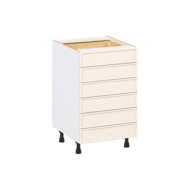 J COLLECTION Fairview 21 in. Wx24 in. D x 34.5 in. H Assembled Slim Shaker Drawer Base Kitchen Cabinet in Washed Linen with 6-Drawers