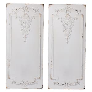 Prasoon White Abstract Wood Wall Panels (Set of 2)