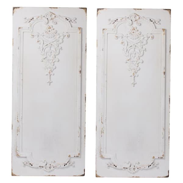 A & B Home Prasoon White Abstract Wood Wall Panels (Set of 2)