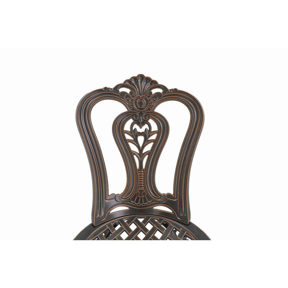 Bronze Cast Aluminum Armless Outdoor Bistro Chair Set