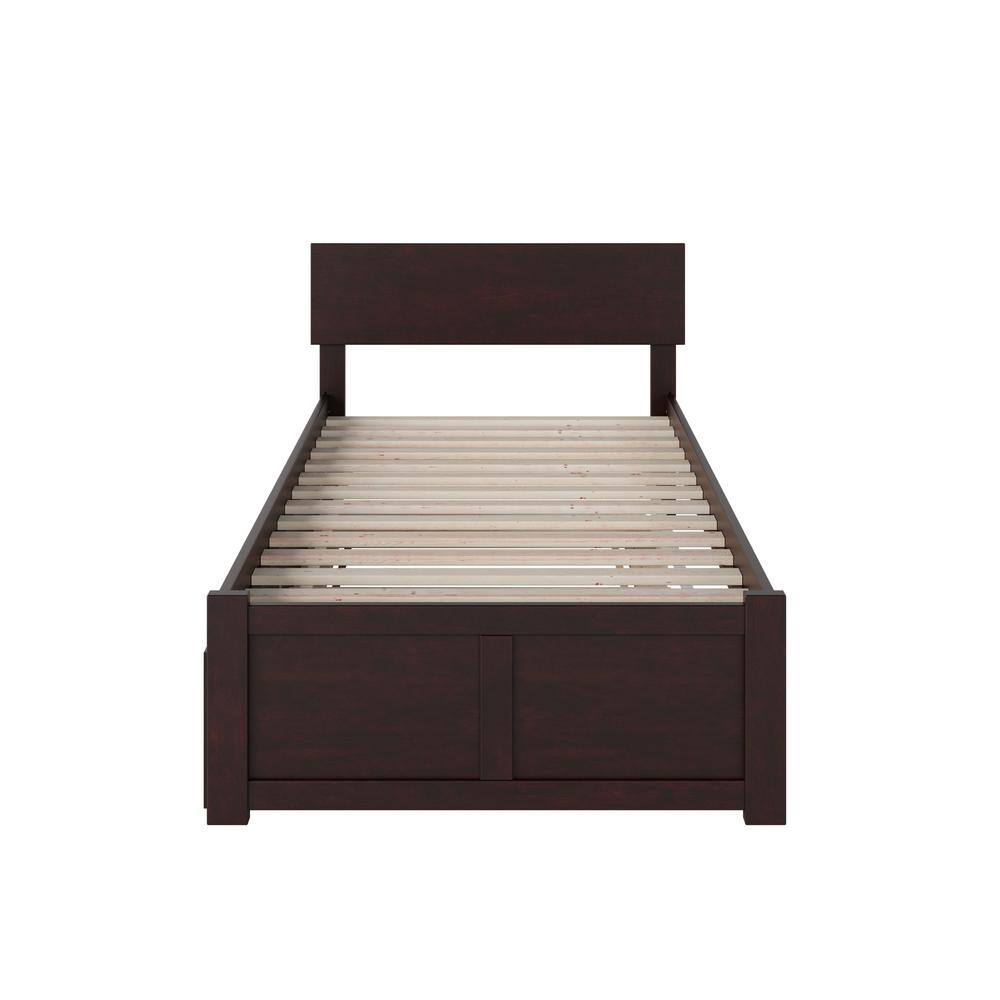 Orlando Espresso Twin Platform Bed with Urban Trundle and USB Ports