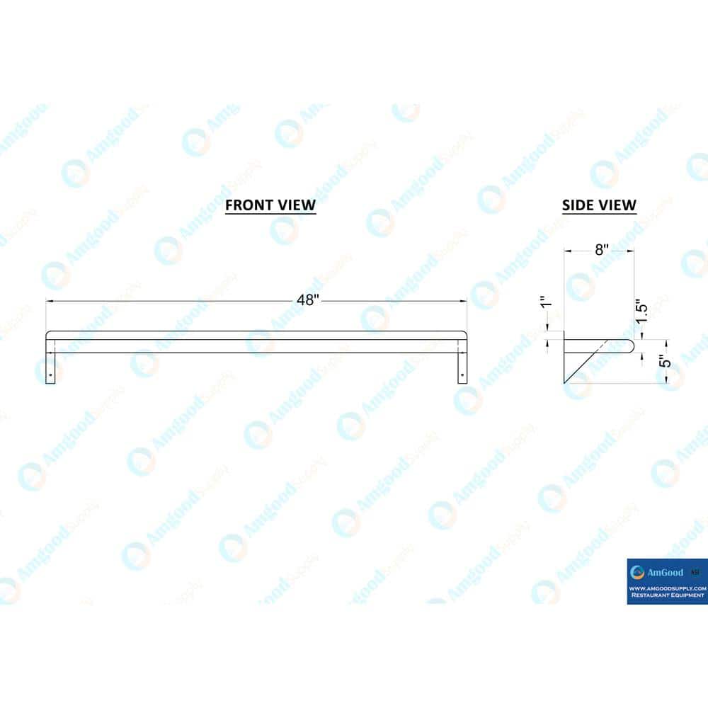 48" Stainless Steel Wall Shelf with Brackets