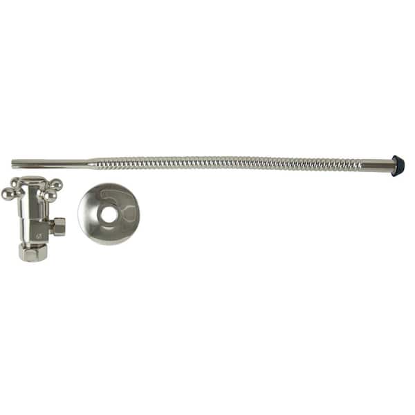 Barclay Products 3/8 in. O.D x 15 in. Copper Corrugated Toilet Supply Lines with Cross Handle Shutoff Valves in Polished Nickel