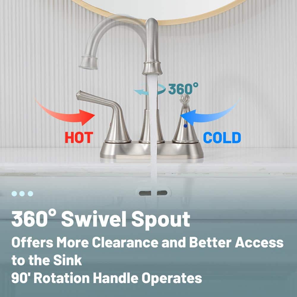 Brushed Nickel Dual Handle Bathroom Sink Faucet with Drain Kit