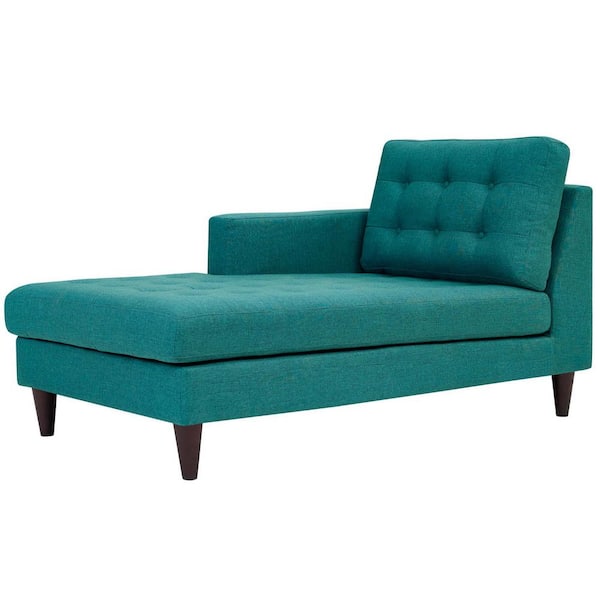 MODWAY Empress Teal Left-Arm Upholstered Fabric Chaise