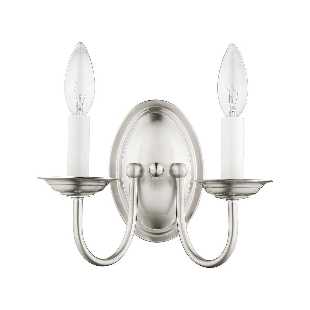Elegant Traditional Brushed Nickel 2-Light Wall Sconce