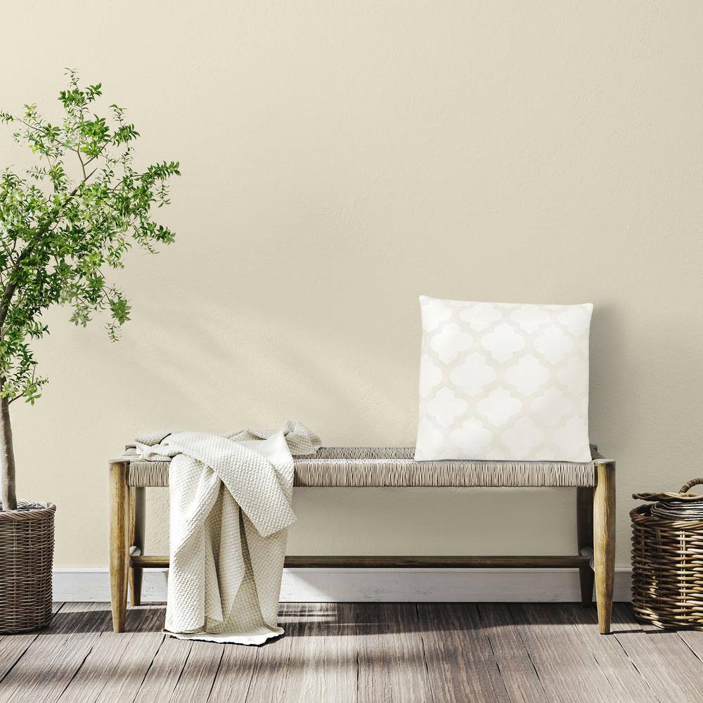 Ivory Polyester 18" Square Decorative Throw Pillow