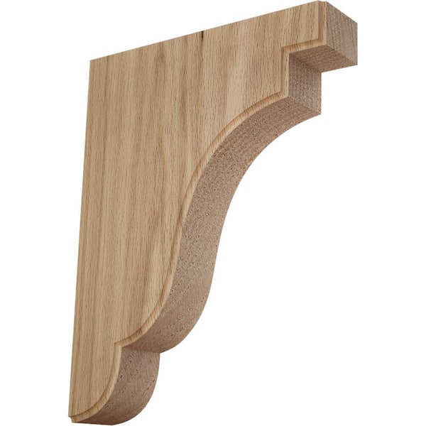 Ekena Millwork 1-3/4 in. x 7-1/4 in. x 9-1/2 in. Red Oak Bedford Wood Bracket