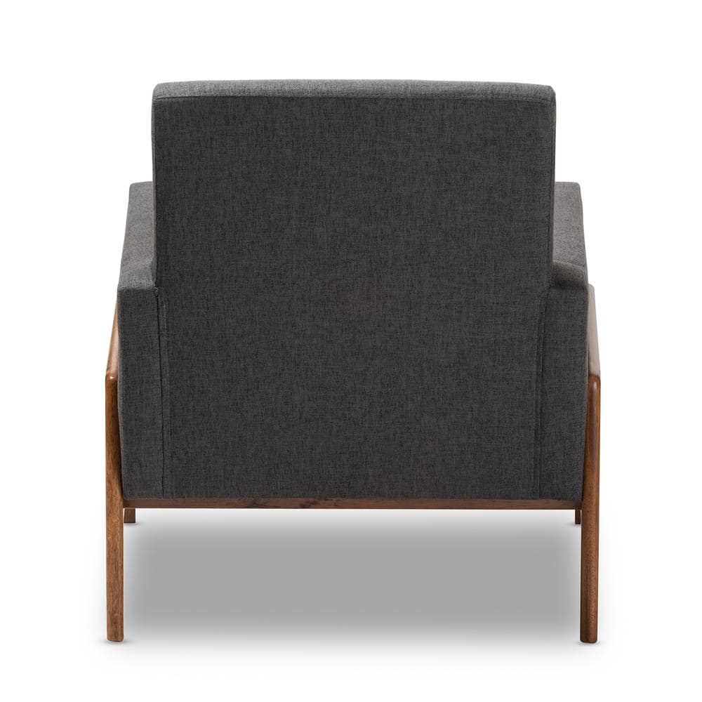 Dark Grey Faux Leather and Wood Accent Chair