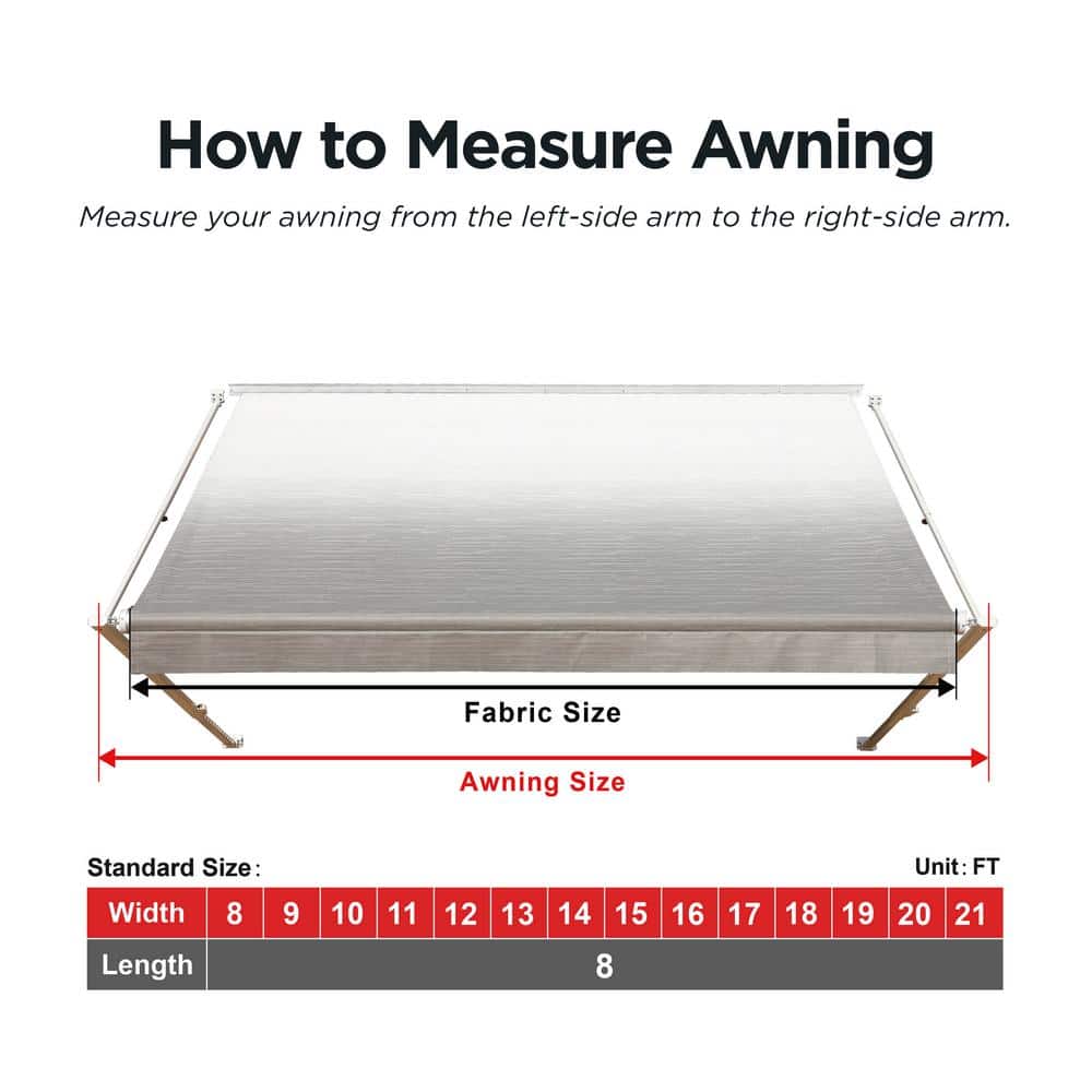 Blue Fade 10' x 8' Retractable RV and Patio Awning