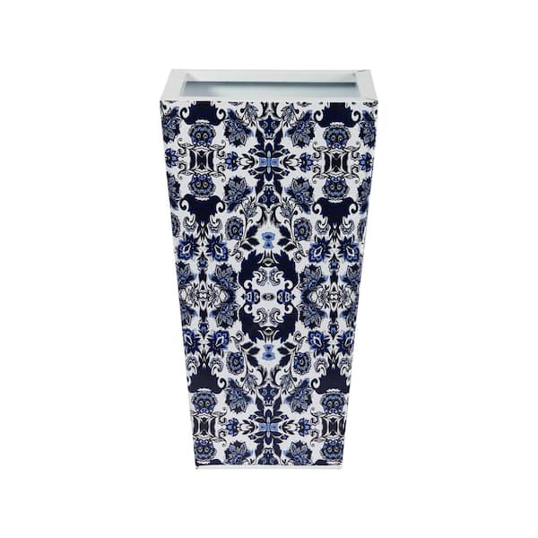 18 in. Oriental Blue and White Classic Metal Planter