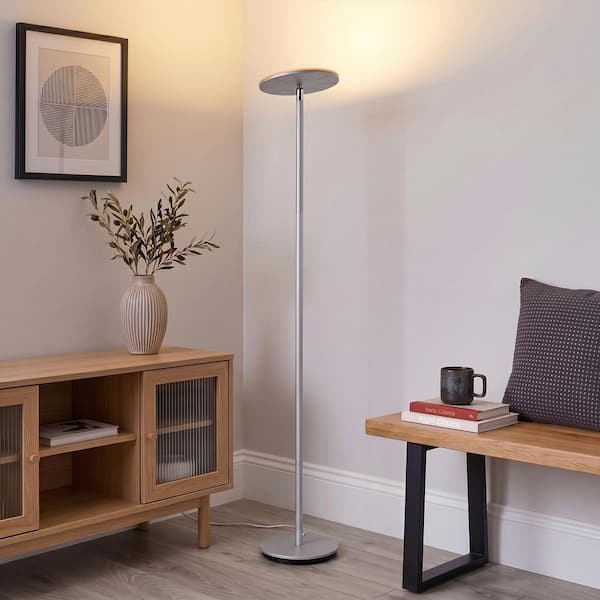 Brightech Sky Flux 67 in. Platinum Silver Industrial 1-Light