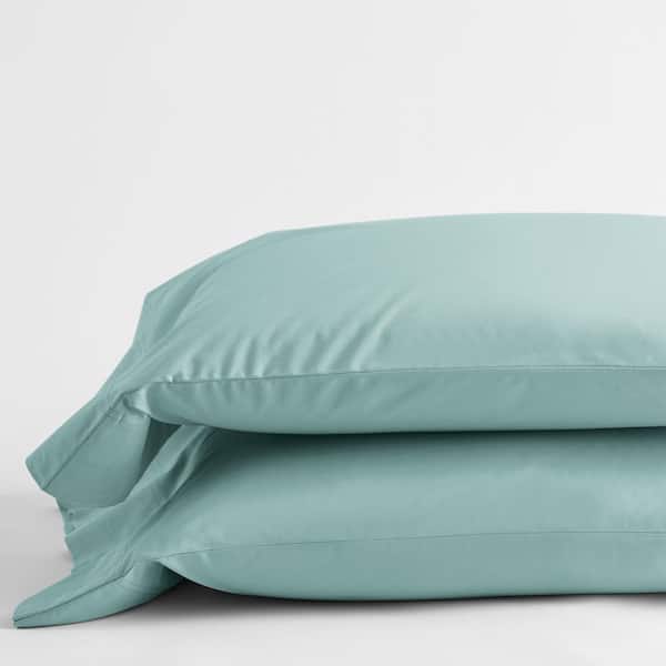 The Company Store Legends Hotel Organic Pale Blue Solid 300-Thread Count Cotton Percale King Pillowcase (Set of 2)