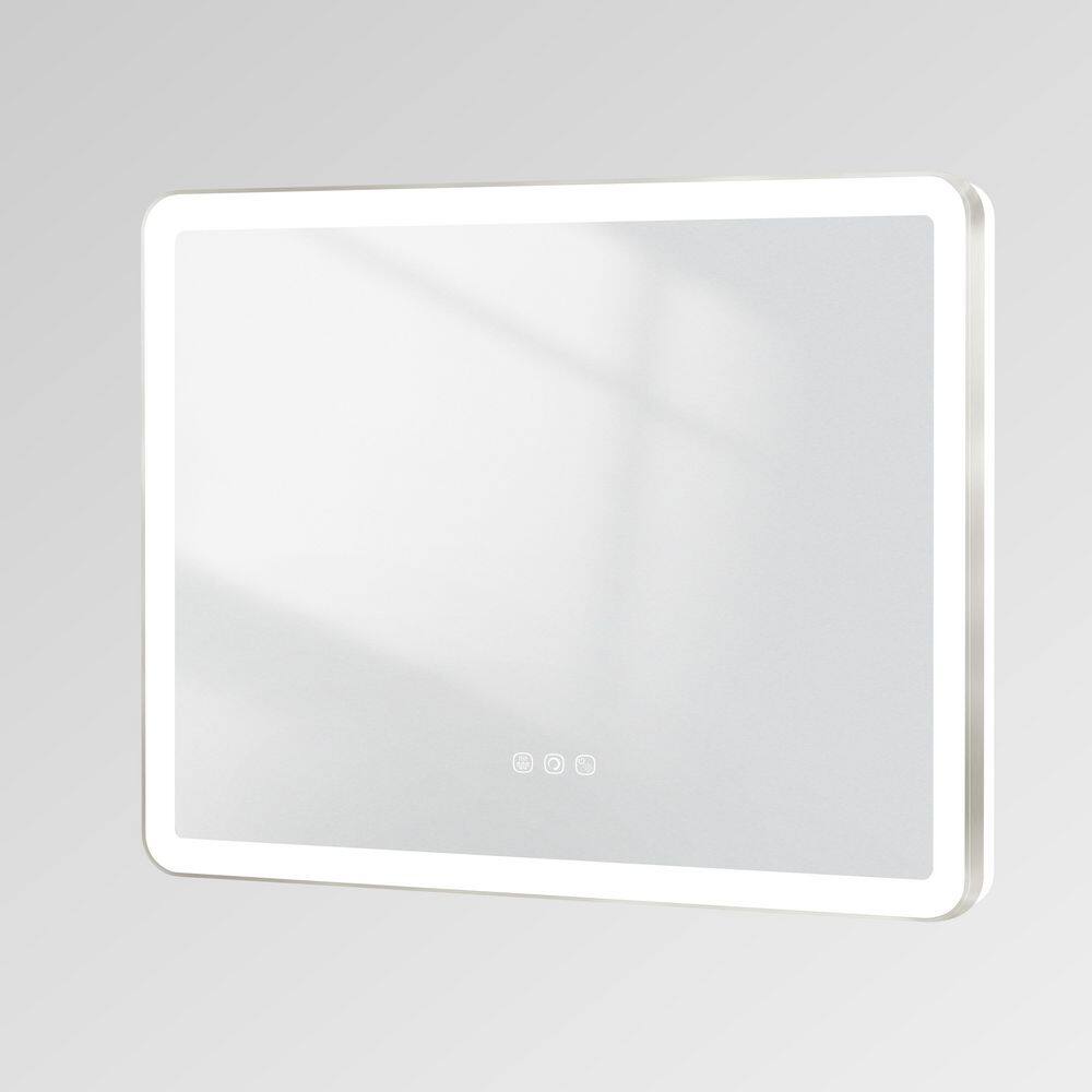 60 in.  W x 40 in.  H  Rectangle Angle Rounded Framed  LED Wall Mounted Bathroom Vanity Mirror in Brushed Nickel price history on PriceWatchPro