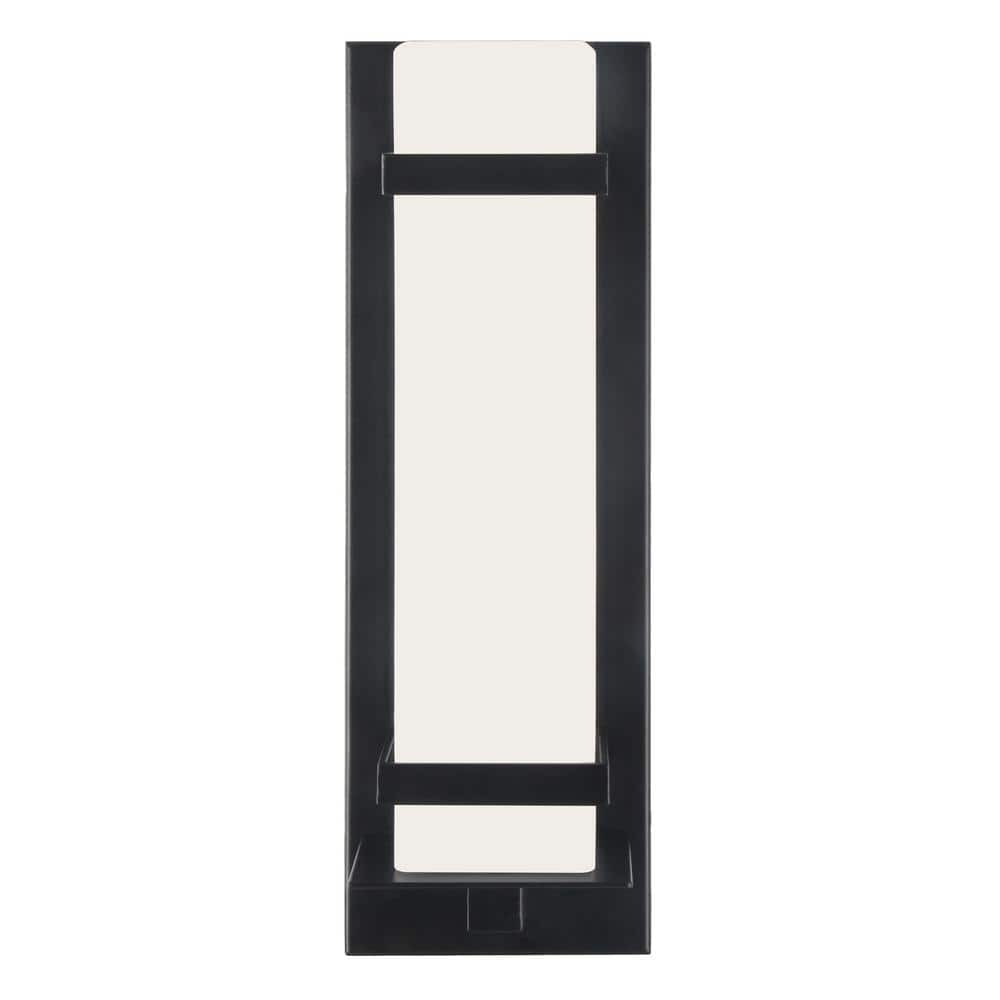 Davis Matte Black Modern Indoor/Outdoor Wall Light with Etched White Opal Glass