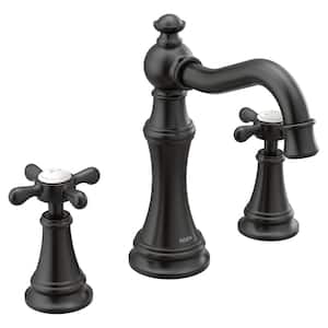 Weymouth 8 in. Widespread 2-Handle High-Arc Bathroom Faucet Trim Kit in Matte Black (Valve Not Included)