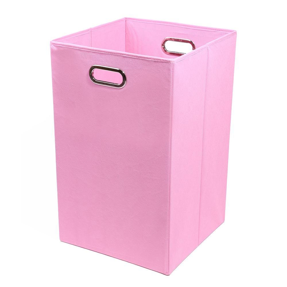 Eyelash Collapsible Laundry Hamper with Drawstring Liner, Pink