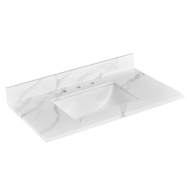 YASINU 36 in. W x 19.48 in. D Quartz Vanity Top with Rectangular