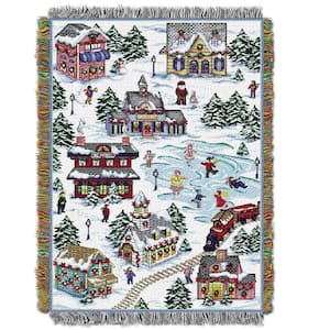 Snowy Village Lic Holiday Tapestry Throw