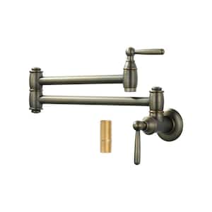 Wall Mounted Pot Filler with Double Joint Swing in Antique Bronze