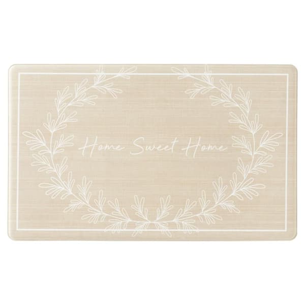MARTHA STEWART Bloomfield Home Sweet Home Leaf Frame 18 in. x 30 in. Beige Indoor Comfort Kitchen Mat