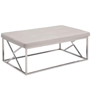 Valdese White Bench with Tufted Top (18.5 in. H X 42 in. W X 28.65 in. D)