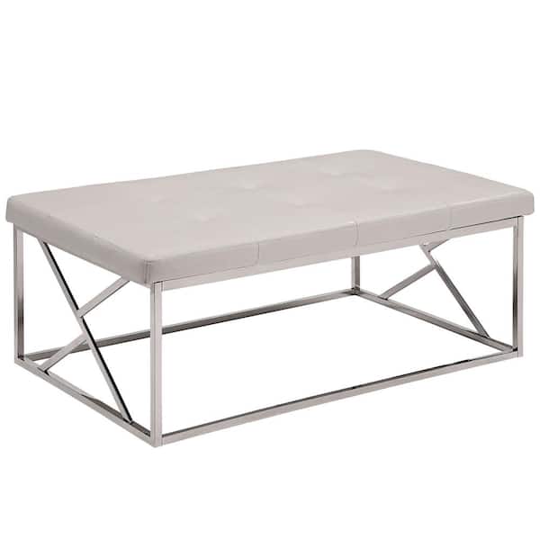 Furniture of America Valdese White Bench with Tufted Top (18.5 in. H X 42 in. W X 28.65 in. D)