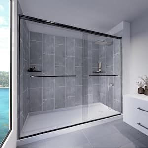 Platinum Grey-Rainier 60 in. x 32 in. x 83 in. Base/Wall/Door Concealed Base Alcove Shower Stall/Kit Matte Black Right