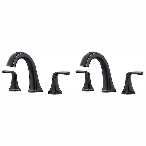 Ladera 8 in. Widespread Double Handle Bathroom Faucet in Tuscan Bronze (2-Pack)